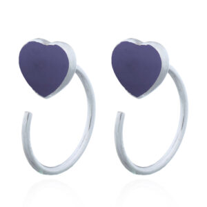 A pair of synthetic stone blue heart 925 silver huggie drop earrings