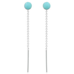 A pair of synthetic stone green circle 925 silver threader earrings