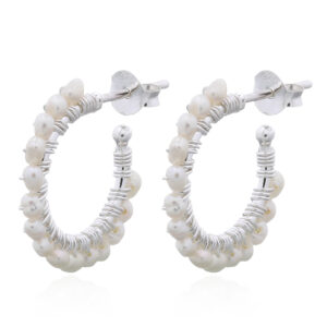 A pair of freshwater pearls hook sterling silver stud earrings