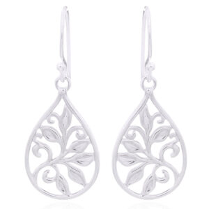 A pair of 925 silver teardrop floral motives dangle earrings
