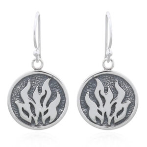 A pair of fire disc sterling silver dangle earrings