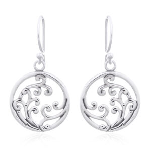 A pair of wave lay out sterling silver dangle earrings