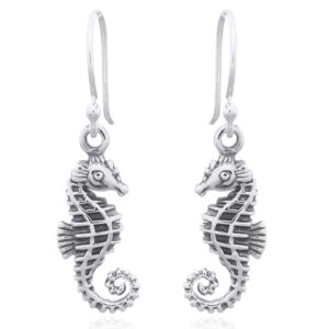 A pair of seahorse 925 silver dangle earrings