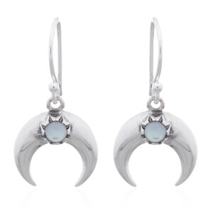 A pair of mother of pearl moon 925 silver hoop earrings