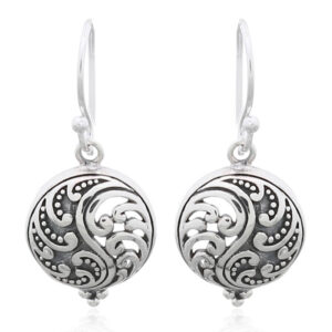 A pair of waves ying yang style sterling silver earrings
