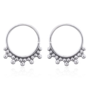 A pair of unique beaded septum hoop earrings sterling silver