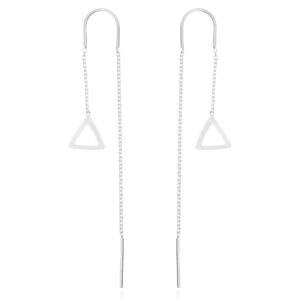 A pair of stamped triangle 925 silver cable chain threader earrings