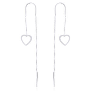 A pair of stamped heart 925 silver cable chain threader earrings