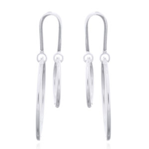 A pair of unequal circles dangling stud 925 silver earrings