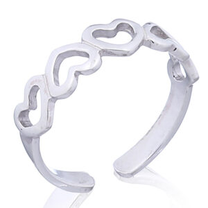 A plain silver inverted hearts band toe ring