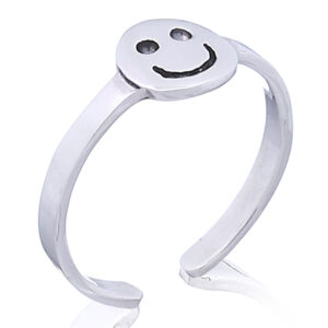 A happy face sterling silver toe ring antiqued accents