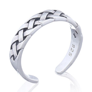 A sterling celtic weave toe ring