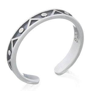 An angular wave line with dots 925 silver toe ring