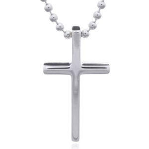 A thickset highly polished sterling silver cross pendant