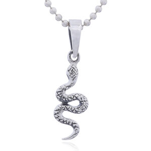 A ornamented chinese zodiac sterling silver snake pendant