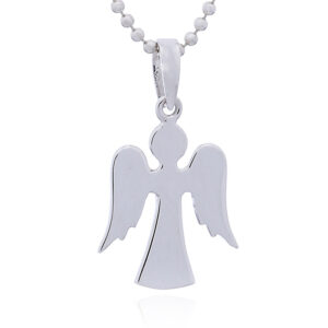 A stamped plain silver angel pendant