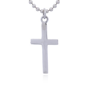 A simple flat latin cross sterling silver pendant