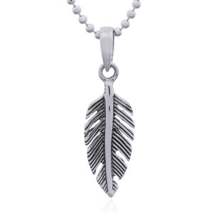 An angular 925 silver feather pendant