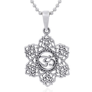 A mandala lotus om pendant 925 silver