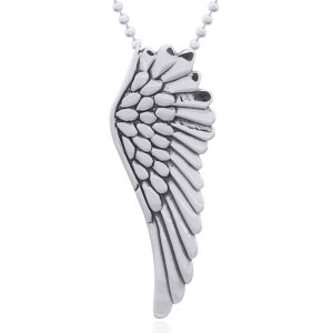 A silver angel wing pendant hidden bail