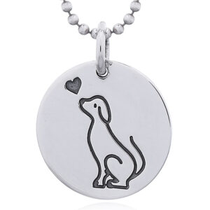 A round 925 silver pendant affectionate dog