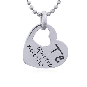 A silver heart tag pendant te quiero mucho