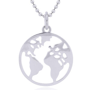 A world map sterling silver pendant