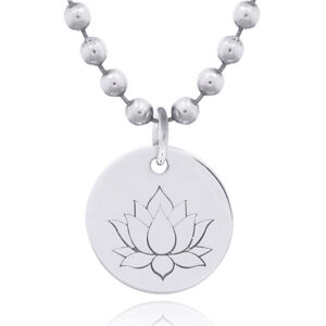 A sterling silver lotus disc charm pendant