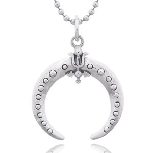 A bubbles surface silver crescent moon pendant