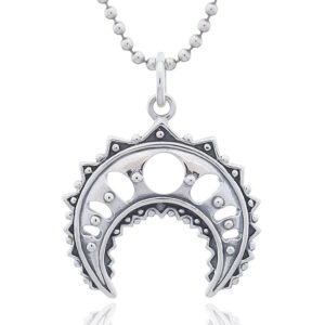 A spiky crescent horn moon 925 silver pendant