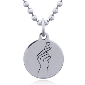 A lovely tiny heart of hand sign 925 silver pendant