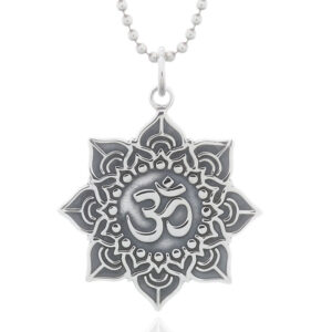 A om symbol in sterling silver large chart pendant