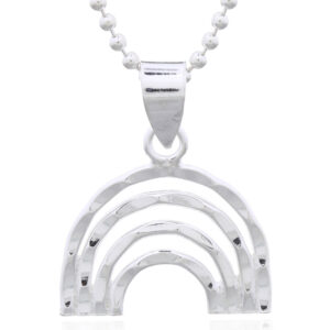 A hammered rainbow sterling silver pendant