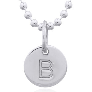A engraved initial b sterling silver disc pendant