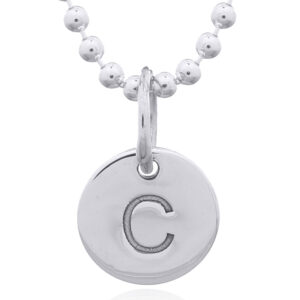 A engraved initial c sterling silver disc pendant