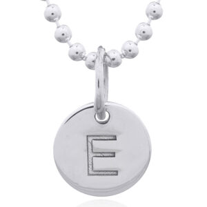 A engraved initial e sterling silver disc pendant