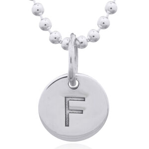 A engraved initial f sterling silver disc pendant