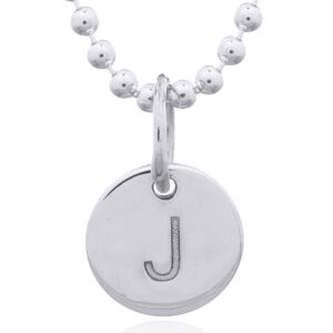 A engraved initial j sterling silver disc pendant