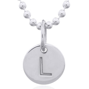 A engraved initial l sterling silver disc pendant