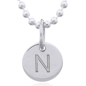 A engraved initial n sterling silver disc pendant