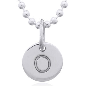 A engraved initial o sterling silver disc pendant