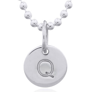 A engraved initial q sterling silver disc pendant