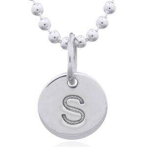 A engraved initial s sterling silver disc pendant
