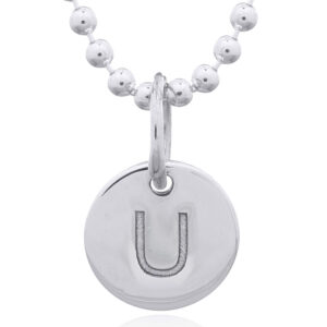 A engraved initial u sterling silver disc pendant