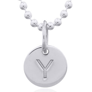 A engraved initial y sterling silver disc pendant