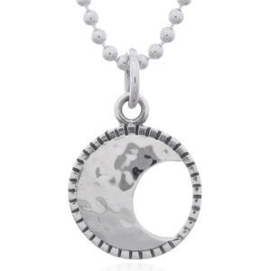 A hammered moon disc pendant 925 silver
