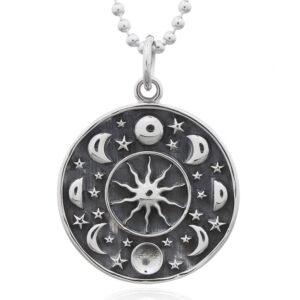 A exquisite phases of the moon and stars 925 silver pendant