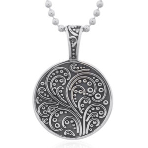 A detailed paisley 925 silver disc pendant