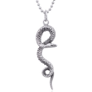 A rough scaled snake pendant sterling silver