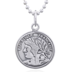 An antiqued french coin 925 silver pendant